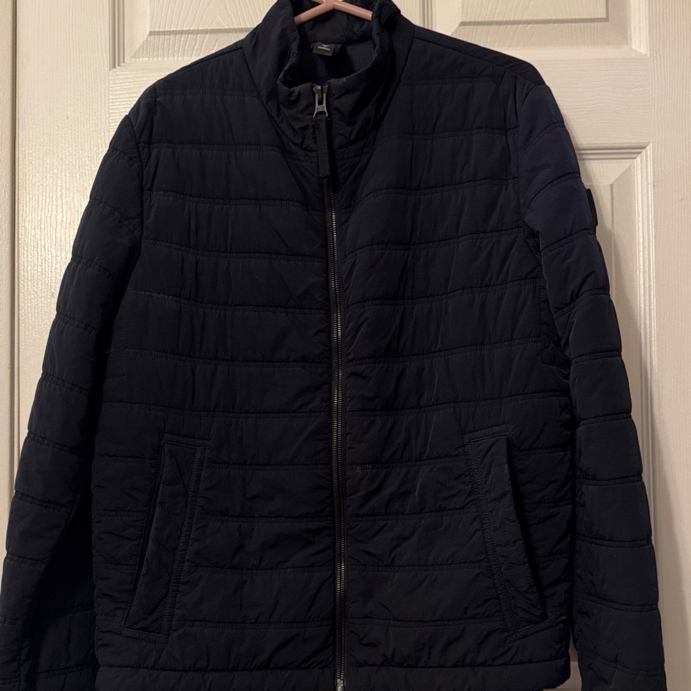 Hugo Boss Men’s Navy Quilted Zip Puffer Jacket